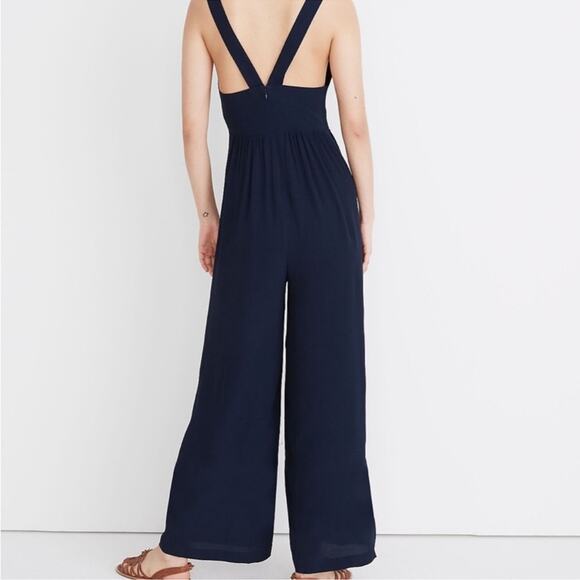 Madewell V-Back Wide-Leg Jumpsuit Navy Blue Size 0 - Picture 3 of 12